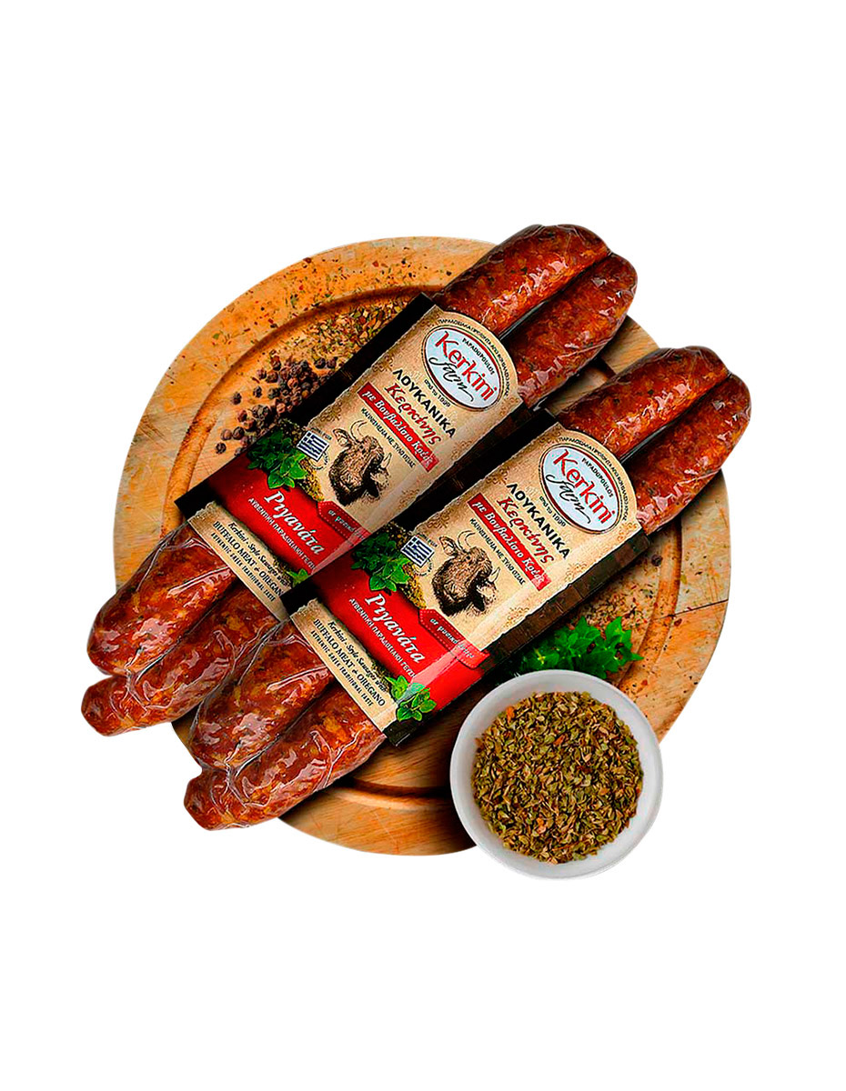 OREGANO FLAVORED KERKINI SAUSAGES WITH BUFALLO MEAT 300gr.